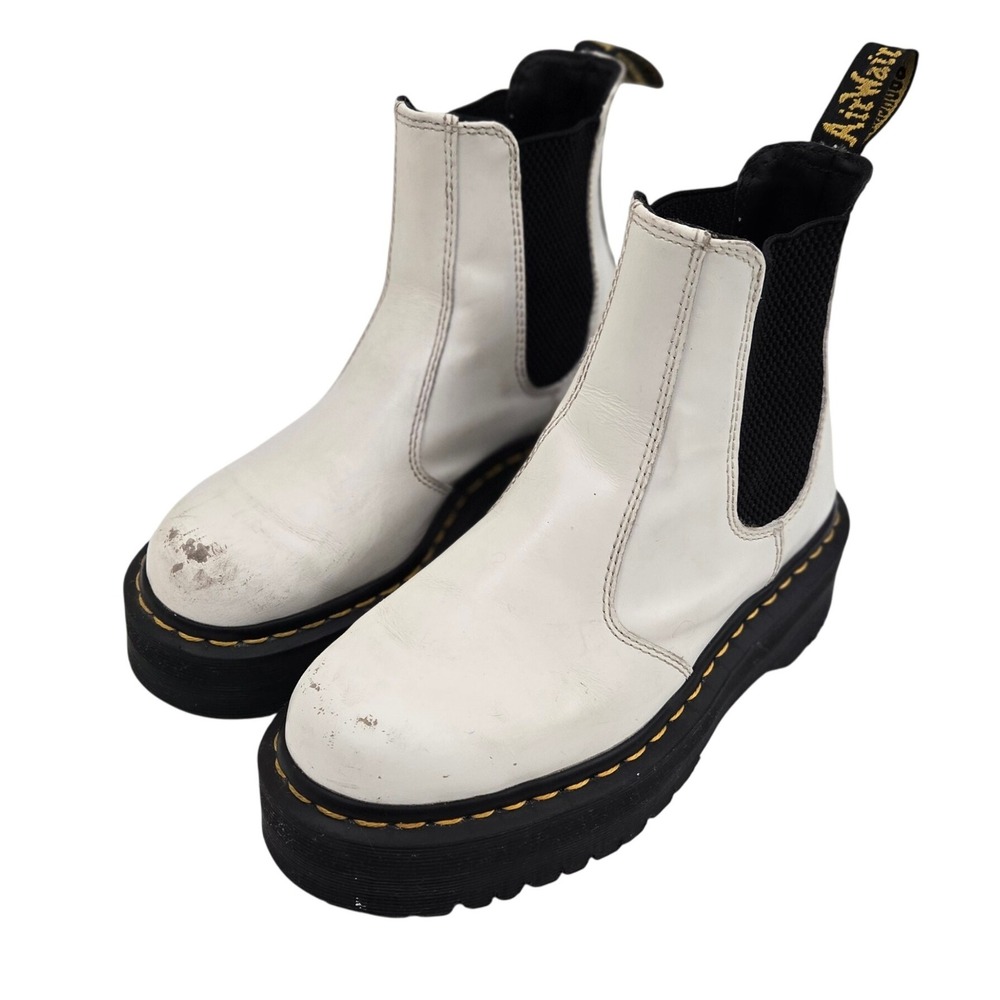 Dr Martens Doc Martens Women's 6 2976‎ Quad White Platform Chelsea Boots Grunge